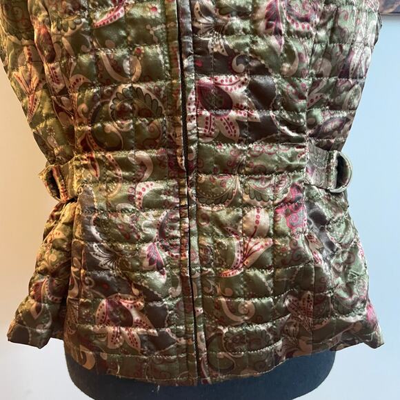 Vintage Petite Sophisticate Vest Large green paisley adjustable waist zip up - Picture 6 of 16